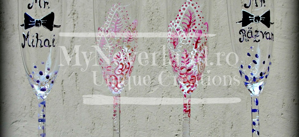 Set pahare nunta "Sweet Lace"