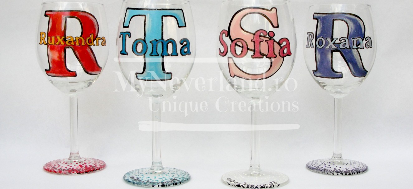 Set pahare botez "Initials"