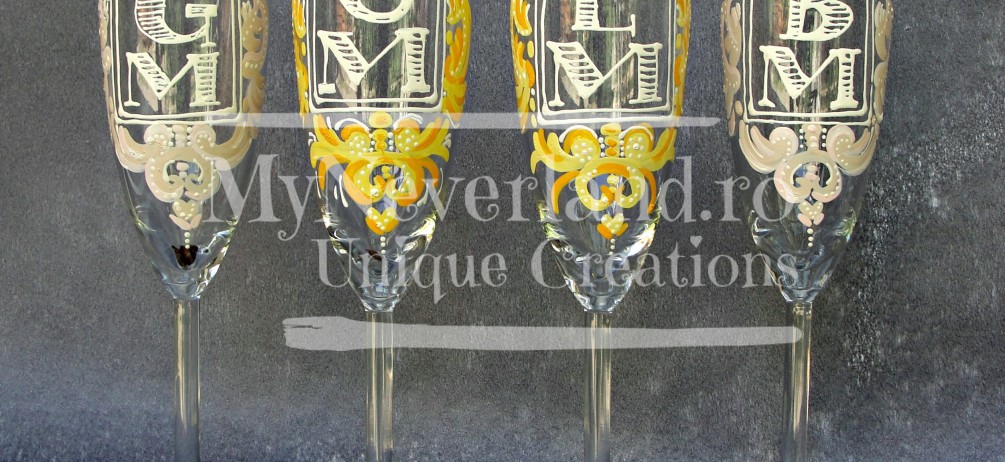 Set pahare nunta "Monograms"