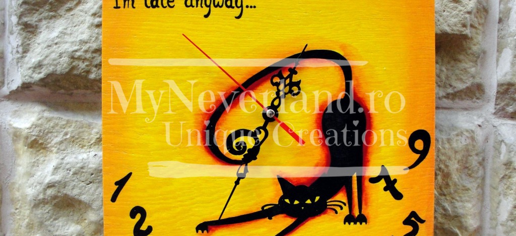 Ceas de perete "Lazy black cat"