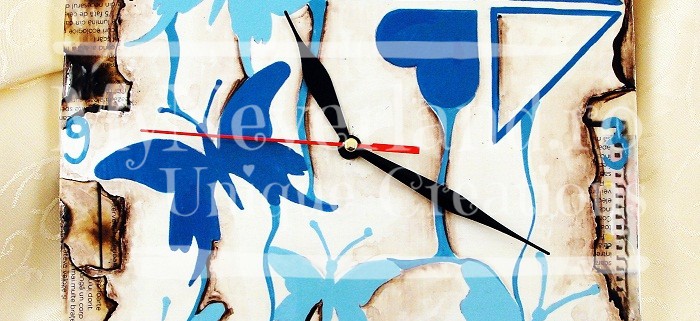 Ceas de perete "Blue butterflies"