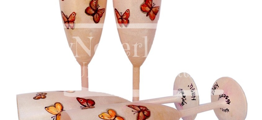 Set pahare nunta "Autumn Butterflies"