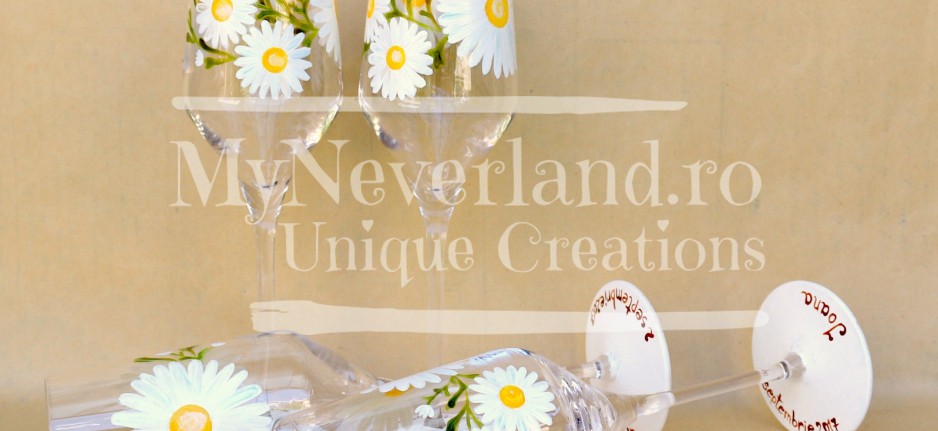 Set pahare nunta "Daisies"