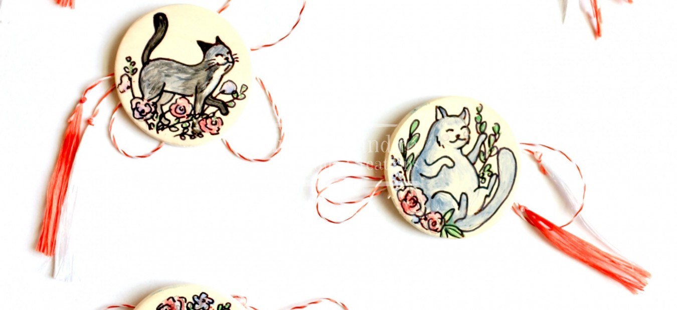 Brose Martisor "Cats&Flowers"