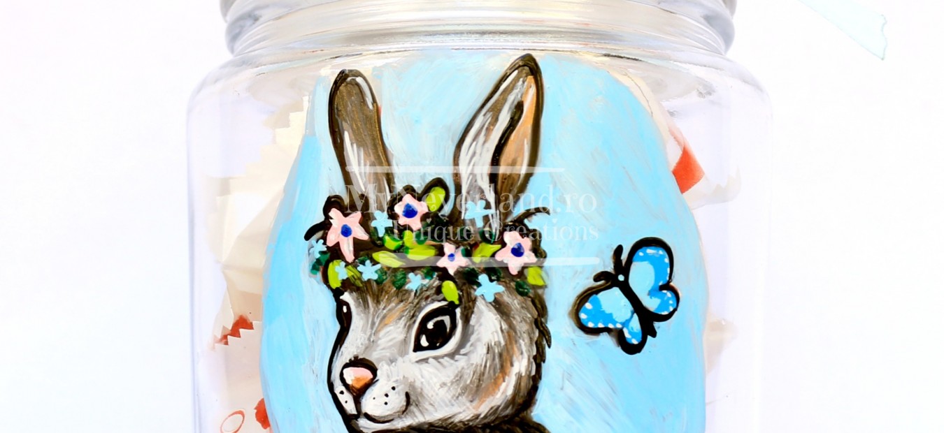 Borcan sticla "Cute Bunny"