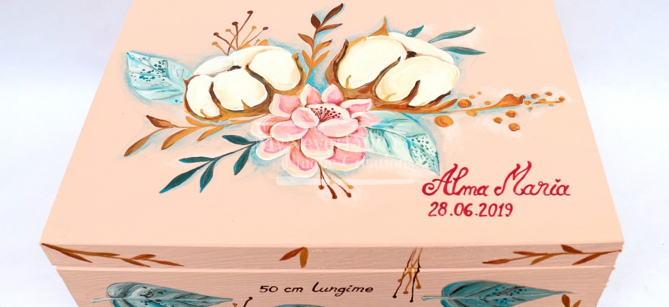 Cufar botez / depozitare "Cotton Flowers"