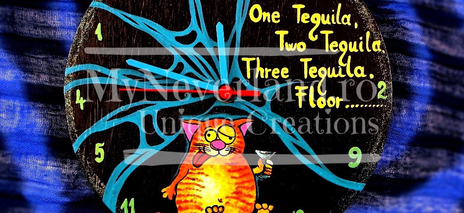 Ceas de perete "Drunk cat"