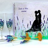 Set nunta pahare&wedding book "Sweet Lavender"