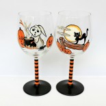 Pahare vin "Black Cat & Cute Ghost"