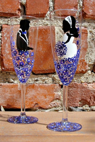 Set pahare nunta "Decorated Flowers"