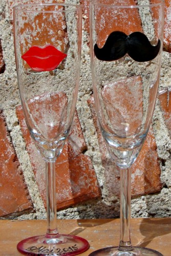 Pahare nunta "Lips & Mustache"