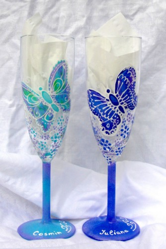 Set pahare nunta "Butterflies"