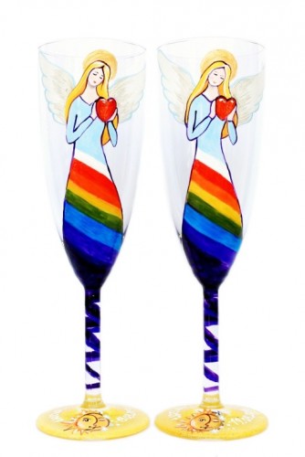 Set pahare nunta "Rainbow Angel"