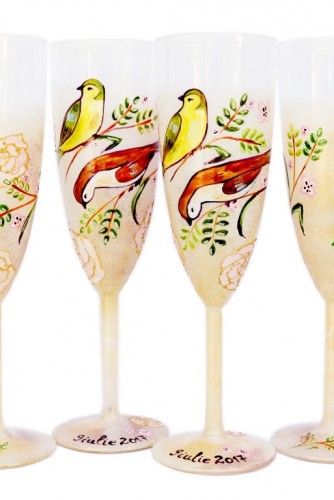 Set pahare nunta "Vintage Birds"