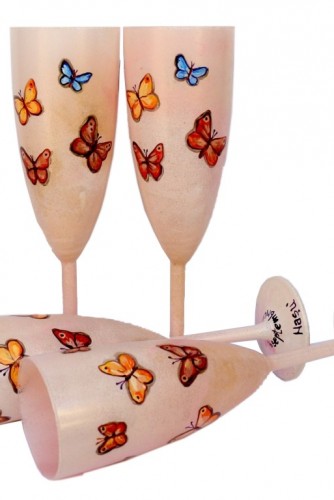 Set pahare nunta "Autumn Butterflies"