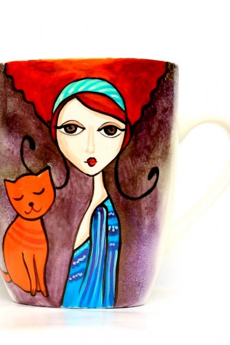 Cani "Redheaded girl with cat"