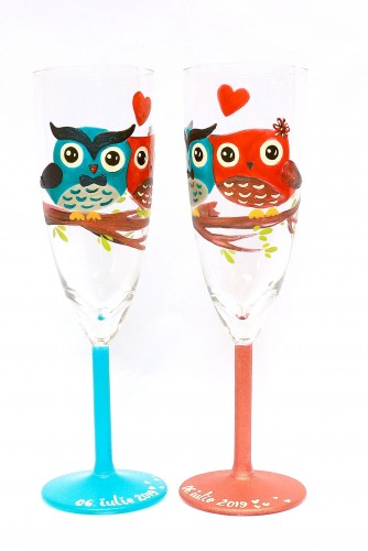 Set pahare nunta "Owls"