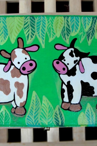 Cutie de lemn pictata "Cows"